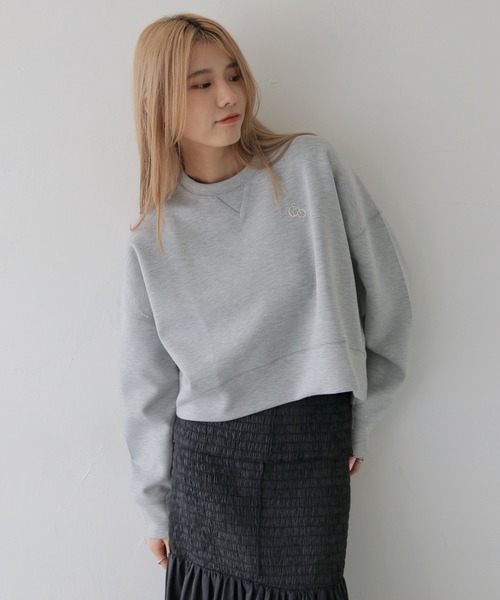 CLEIO（クレイオ）の「【CLEIO】刺繍ロゴ入りポンチトレーナー/EMBROIDERY LOGO PONTE PULLOVER/980-12622（Tシャツ/カットソー・レディース・ネイビー/グレー・FREE）」の5枚目の写真
