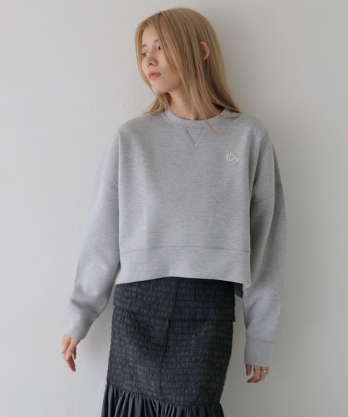 CLEIO（クレイオ）の「【CLEIO】刺繍ロゴ入りポンチトレーナー/EMBROIDERY LOGO PONTE PULLOVER/980-12622（Tシャツ/カットソー・レディース・ネイビー/グレー・FREE）」の6枚目の写真
