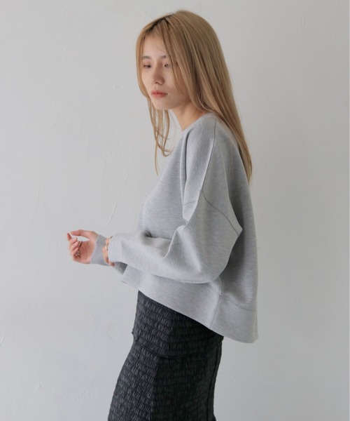 CLEIO（クレイオ）の「【CLEIO】刺繍ロゴ入りポンチトレーナー/EMBROIDERY LOGO PONTE PULLOVER/980-12622（Tシャツ/カットソー・レディース・ネイビー/グレー・FREE）」の8枚目の写真