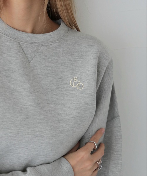 CLEIO（クレイオ）の「【CLEIO】刺繍ロゴ入りポンチトレーナー/EMBROIDERY LOGO PONTE PULLOVER/980-12622（Tシャツ/カットソー・レディース・ネイビー/グレー・FREE）」の7枚目の写真