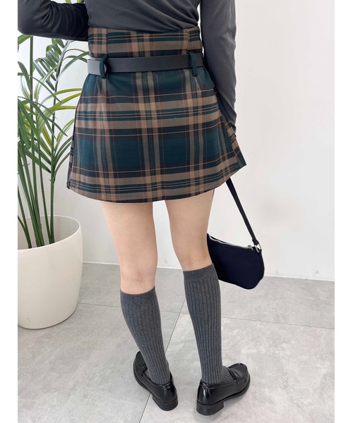 PHILLY(フィリー)の「【PHILLY】ベルトセットチェックスカパン(スカート・レディース・グリーン/ワイン・FREE)」の6枚目の写真