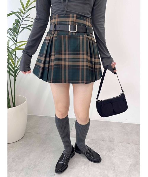 PHILLY(フィリー)の「【PHILLY】ベルトセットチェックスカパン(スカート・レディース・グリーン/ワイン・FREE)」の8枚目の写真
