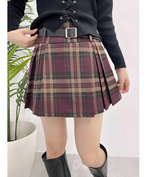 PHILLY(フィリー)の「【PHILLY】ベルトセットチェックスカパン(スカート・レディース・グリーン/ワイン・FREE)」の9枚目の写真