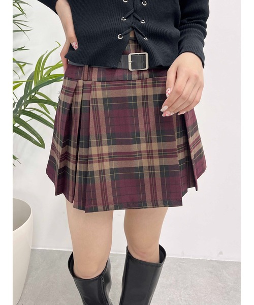 PHILLY(フィリー)の「【PHILLY】ベルトセットチェックスカパン(スカート・レディース・グリーン/ワイン・FREE)」の10枚目の写真