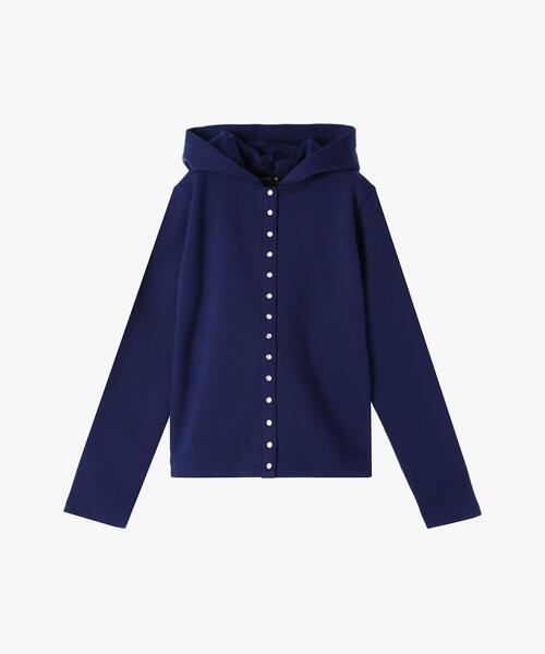 agnes b.(アニエスベー)の「オーガニックコットン メルトン 長袖 カーディガンプレッション "Capuche"(カーディガン/ボレロ・レディース・ネイビー・3/1/2)」の2枚目の写真