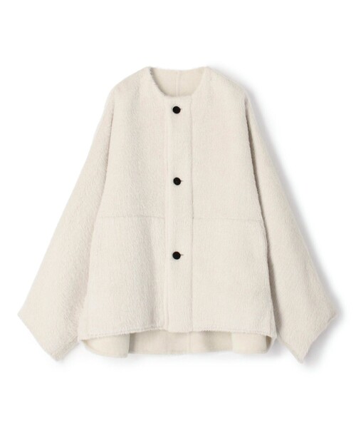 TOMORROWLAND .B（トゥモローランドビー）の「アルパカダブルフェイス ドルマンショートコート（その他アウター・レディース・ホワイト/チャコールグレー・FREE）」の3枚目の写真