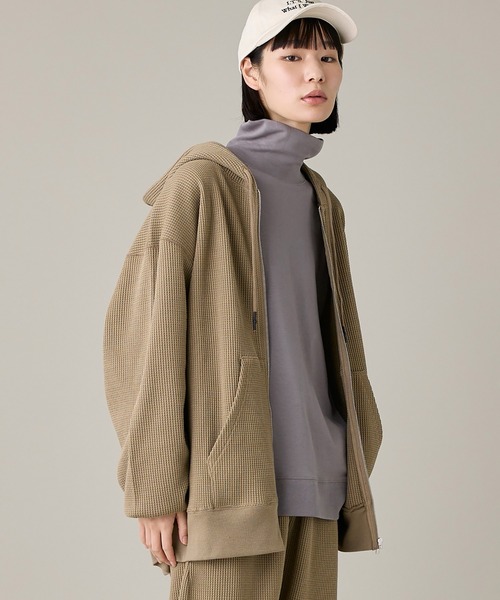 【セール】《ユニセックス》オーバーサイズワッフルフルジップパーカー【男女兼用】（パーカー）｜I.T.'S international（イッツインターナショナル）