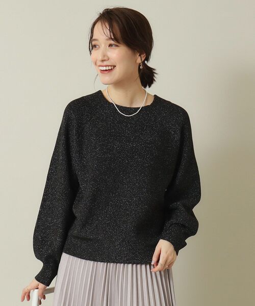 ITS'DEMO(イッツデモ)の「◆【手洗い可】畦編みラメニット(ニット/セーター・レディース・ベビーピンク/ブラック/オフホワイト/サックスブルー・00)」の3枚目の写真