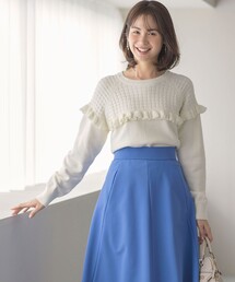 バスケット編みフリル ニット
