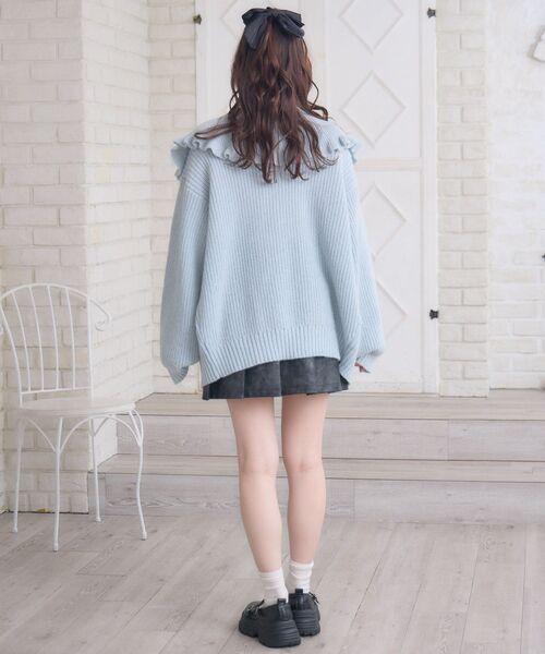 ems excite（エムズエキサイト）の「リボン釦デカ襟カーデ（カーディガン/ボレロ・レディース・ダークグレー/ブルー/ナチュラル・FREE）」の20枚目の写真