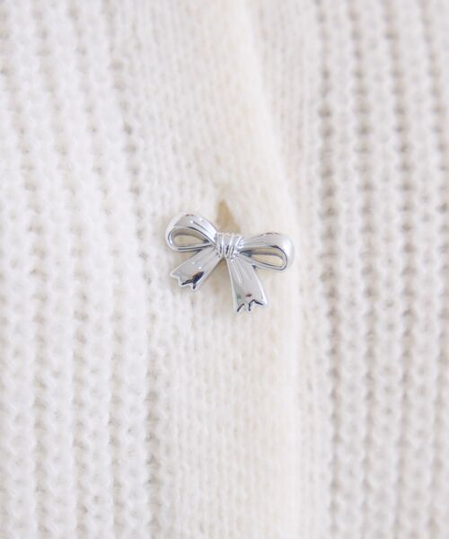 ems excite（エムズエキサイト）の「リボン釦デカ襟カーデ（カーディガン/ボレロ・レディース・ダークグレー/ブルー/ナチュラル・FREE）」の6枚目の写真