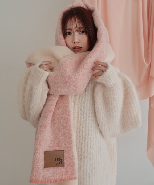 mideal（マイディール）の「２tone volume muffler / ２toneボリュームマフラー（マフラー・レディース・ピンク・FREE）」の14枚目の写真