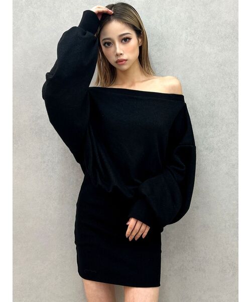 GYDA（ジェイダ）の「GDドッキングオフショルGLITTERスウェットワンピース（ワンピース・レディース・ブラック/グレー/ピンク・FREE）」の14枚目の写真