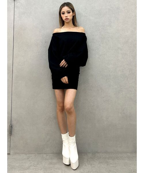 GYDA（ジェイダ）の「GDドッキングオフショルGLITTERスウェットワンピース（ワンピース・レディース・ブラック/グレー/ピンク・FREE）」の6枚目の写真