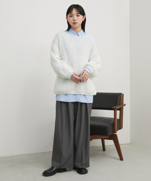 Aunt Marie's(アントマリーズ)の「オーバーサイズルーズカラーニット(ニット/セーター・レディース・ブルー/アイボリー/イエロー・FREE)」の8枚目の写真