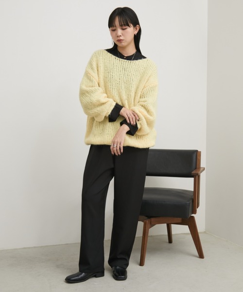Aunt Marie's(アントマリーズ)の「オーバーサイズルーズカラーニット(ニット/セーター・レディース・ブルー/アイボリー/イエロー・FREE)」の22枚目の写真