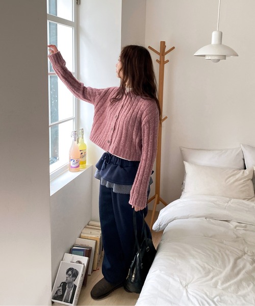 by muni:r（バイ ムニール）の「フリルダブルレイヤー起毛パンツ（スウェットパンツ・レディース・ブラック/ネイビー・FREE）」の18枚目の写真