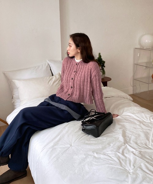 by muni:r（バイ ムニール）の「フリルダブルレイヤー起毛パンツ（スウェットパンツ・レディース・ブラック/ネイビー・FREE）」の20枚目の写真