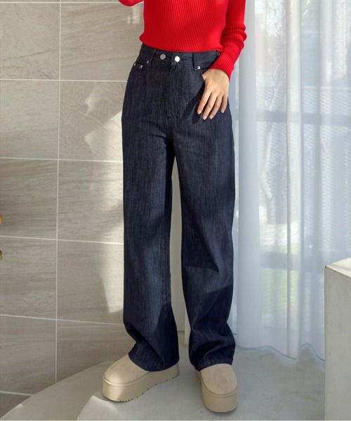 CLEAR BASIC（クリアベーシック）の「【低身長用サイズ有】ストレートスラブデニムパンツ［大人 カジュアル 着回し万能］≪SS新作≫（その他パンツ・レディース・インディゴブルー・L/S/M/PS）」の5枚目の写真