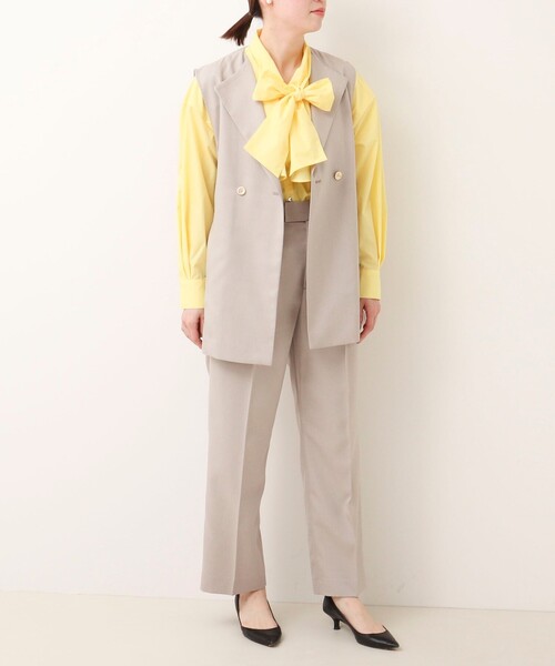 MICO COULIER（ミコクリエ）の「《セットアップ対応》ライトモククロス ジレ（テーラードジャケット・レディース・ネイビー/グレイッシュベージュ・38）」の8枚目の写真