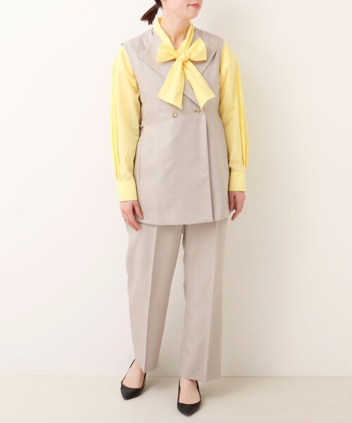 MICO COULIER（ミコクリエ）の「《セットアップ対応》ライトモククロス ジレ（テーラードジャケット・レディース・ネイビー/グレイッシュベージュ・38）」の10枚目の写真