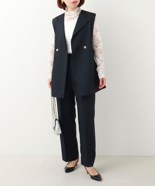 MICO COULIER（ミコクリエ）の「《セットアップ対応》ライトモククロス ジレ（テーラードジャケット・レディース・ネイビー/グレイッシュベージュ・38）」の12枚目の写真