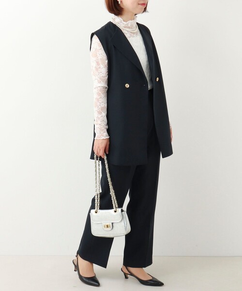 MICO COULIER（ミコクリエ）の「《セットアップ対応》ライトモククロス ジレ（テーラードジャケット・レディース・ネイビー/グレイッシュベージュ・38）」の13枚目の写真