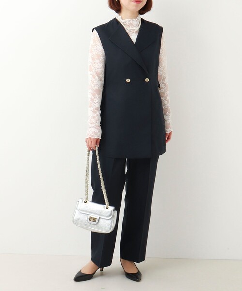 MICO COULIER（ミコクリエ）の「《セットアップ対応》ライトモククロス ジレ（テーラードジャケット・レディース・ネイビー/グレイッシュベージュ・38）」の14枚目の写真