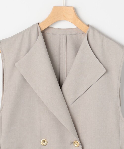 MICO COULIER（ミコクリエ）の「《セットアップ対応》ライトモククロス ジレ（テーラードジャケット・レディース・ネイビー/グレイッシュベージュ・38）」の5枚目の写真