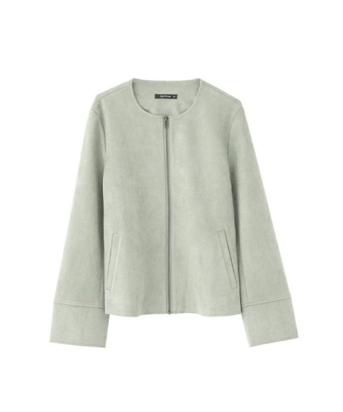 aquagarage（アクアガレージ）の「スエードタッチノーカラージャケット（その他アウター・レディース・ベージュ/アイボリー/ライトピンク/ライトブルー・M/L）」の5枚目の写真