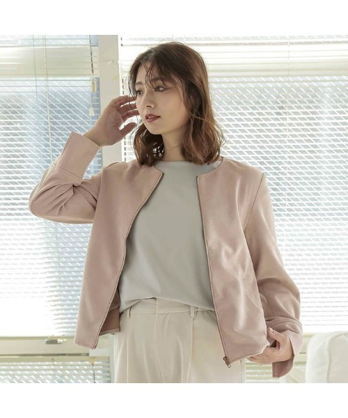 aquagarage（アクアガレージ）の「スエードタッチノーカラージャケット（その他アウター・レディース・ベージュ/アイボリー/ライトピンク/ライトブルー・M/L）」の16枚目の写真