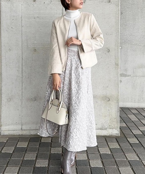 aquagarage（アクアガレージ）の「スエードタッチノーカラージャケット（その他アウター・レディース・ベージュ/アイボリー/ライトピンク/ライトブルー・M/L）」の9枚目の写真