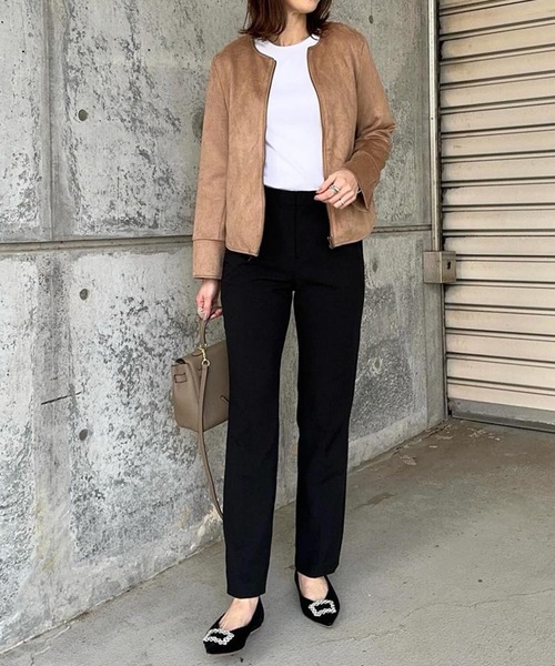 aquagarage（アクアガレージ）の「スエードタッチノーカラージャケット（その他アウター・レディース・ベージュ/アイボリー/ライトピンク/ライトブルー・M/L）」の13枚目の写真