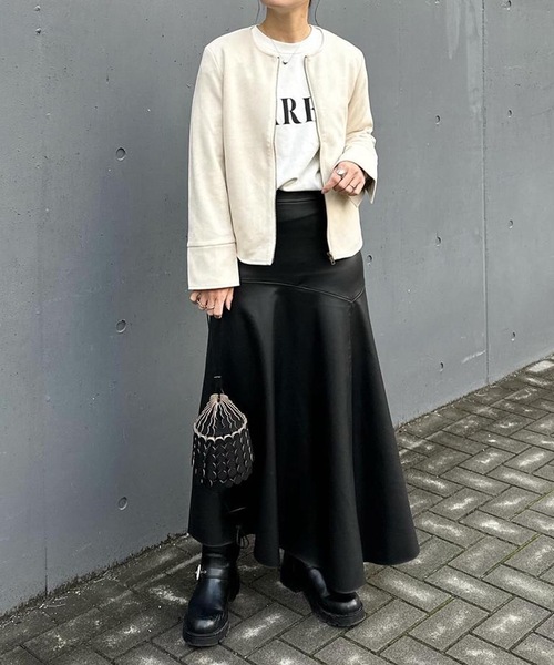 aquagarage（アクアガレージ）の「スエードタッチノーカラージャケット（その他アウター・レディース・ベージュ/アイボリー/ライトピンク/ライトブルー・M/L）」の8枚目の写真