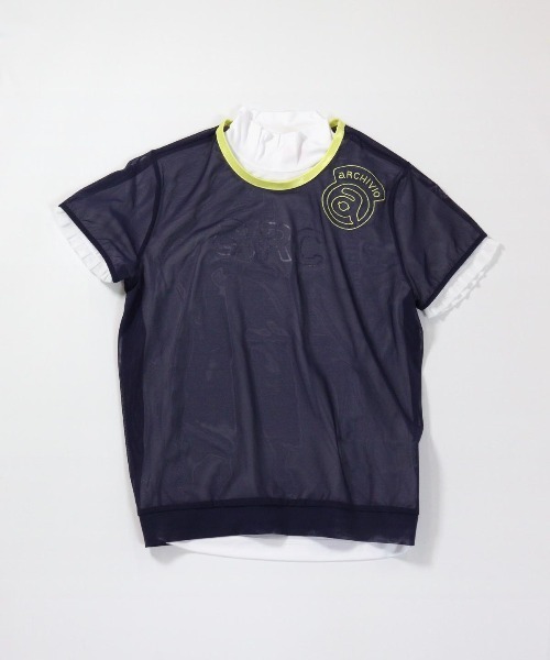 archivio(アルチビオ)の「<LADIES>シアー×フリルツインセット(Tシャツ/カットソー・レディース・ピンク/ホワイト/ネイビー・S/M/L)」の3枚目の写真