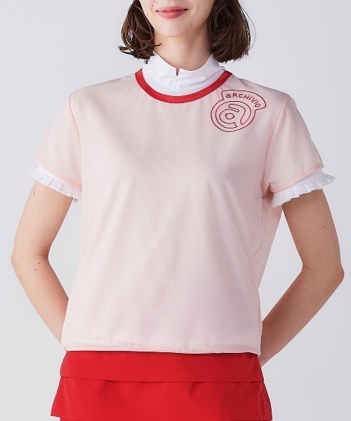 archivio(アルチビオ)の「<LADIES>シアー×フリルツインセット(Tシャツ/カットソー・レディース・ピンク/ホワイト/ネイビー・S/M/L)」の1枚目の写真