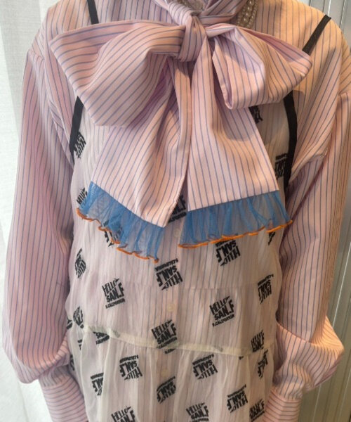 HELLO.SANFRANCISCO(ハローサンフランシスコ)の「【HELLO.SANFRANCISCO】【momo企画】ストライプ2wayボウタイブラウス(シャツ/ブラウス・レディース・ピンク/パープル/イエロー・ONE SIZE)」の5枚目の写真