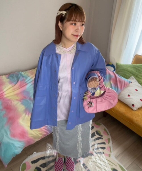 HELLO.SANFRANCISCO(ハローサンフランシスコ)の「【HELLO.SANFRANCISCO】【momo企画】ストライプ2wayボウタイブラウス(シャツ/ブラウス・レディース・ピンク/パープル/イエロー・ONE SIZE)」の7枚目の写真