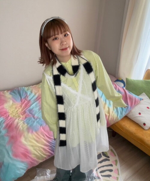 HELLO.SANFRANCISCO(ハローサンフランシスコ)の「【HELLO.SANFRANCISCO】【momo企画】ストライプ2wayボウタイブラウス(シャツ/ブラウス・レディース・ピンク/パープル/イエロー・ONE SIZE)」の15枚目の写真