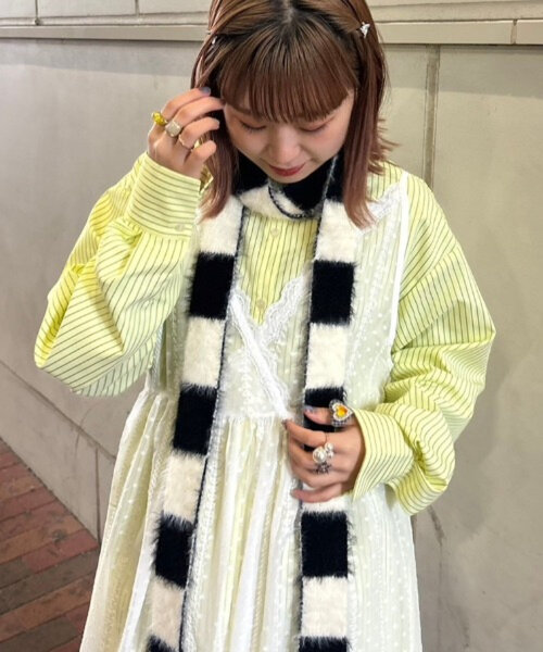 HELLO.SANFRANCISCO(ハローサンフランシスコ)の「【HELLO.SANFRANCISCO】【momo企画】ストライプ2wayボウタイブラウス(シャツ/ブラウス・レディース・ピンク/パープル/イエロー・ONE SIZE)」の16枚目の写真