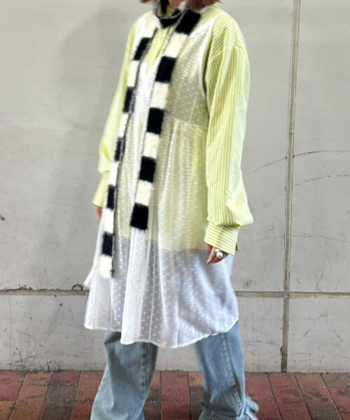 HELLO.SANFRANCISCO(ハローサンフランシスコ)の「【HELLO.SANFRANCISCO】【momo企画】ストライプ2wayボウタイブラウス(シャツ/ブラウス・レディース・ピンク/パープル/イエロー・ONE SIZE)」の17枚目の写真