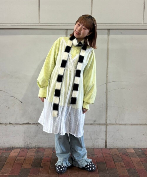 HELLO.SANFRANCISCO(ハローサンフランシスコ)の「【HELLO.SANFRANCISCO】【momo企画】ストライプ2wayボウタイブラウス(シャツ/ブラウス・レディース・ピンク/パープル/イエロー・ONE SIZE)」の18枚目の写真