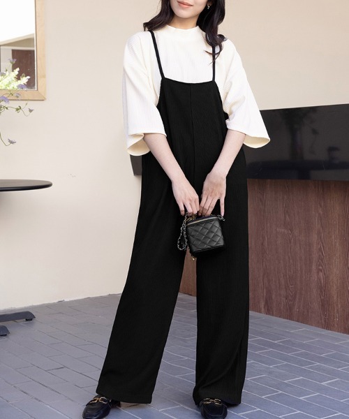 Doux Belle(ドゥーベル)の「ルーズシルエットサロペット(サロペット/オーバーオール・レディース・チャコール/ブラック・MEDIUM)」の1枚目の写真