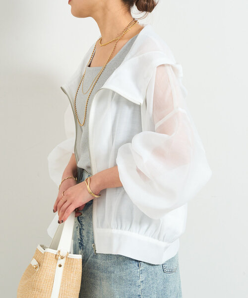 un dix cors（アンディコール）の「フード付きボリュームマンパ（マウンテンパーカー・レディース・アイボリー/ブラック・FREE）」の5枚目の写真