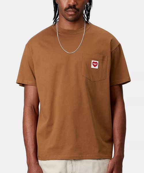 Carhartt WIP（カーハートダブリューアイピー）の「Carhartt WIP/カーハートダブリューアイピー S/S POCKET HEART T-SHIRT 半袖Tシャツ I032128（Tシャツ/カットソー・メンズ・ブラック×レッド/ブラック/ダークブルー/ブラウン/ホワイト×ブラック/ホワイト×レッド・S/XL/L/M）」の5枚目の写真