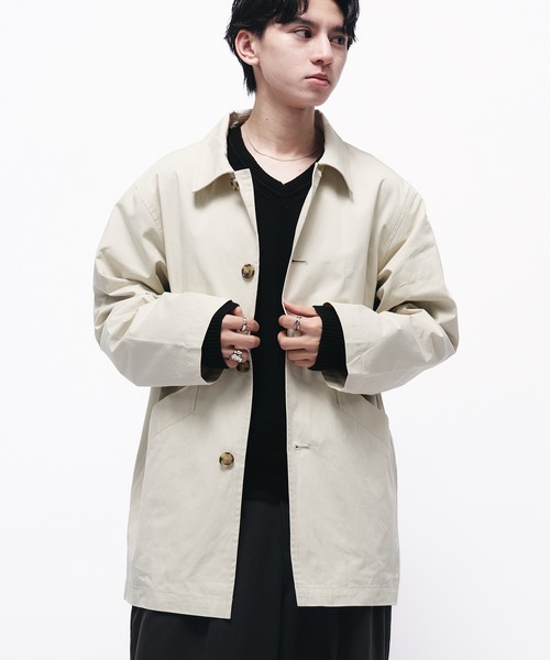 Adoon plain(アドーンプレーン)の「TWILL DART HALF COAT / ツイルダーツハーフコート/ブルゾン(ダウンジャケット/コート・メンズ・ライトカーキ/アイボリー・MEDIUM/LARGE)」の7枚目の写真