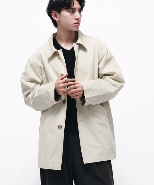 Adoon plain(アドーンプレーン)の「TWILL DART HALF COAT / ツイルダーツハーフコート/ブルゾン(ダウンジャケット/コート・メンズ・ライトカーキ/アイボリー・MEDIUM/LARGE)」の11枚目の写真