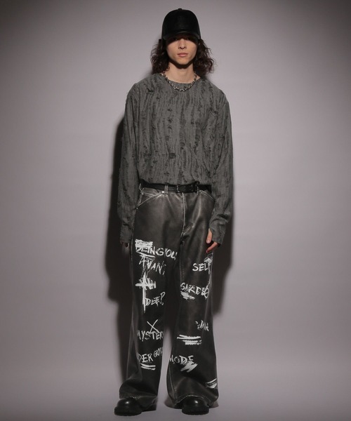 HARE（ハレ）の「【UNDERGROUND MODE】ダメージカットソー(HARE)（Tシャツ/カットソー・メンズ・ブラック/グレー・FREE）」の9枚目の写真
