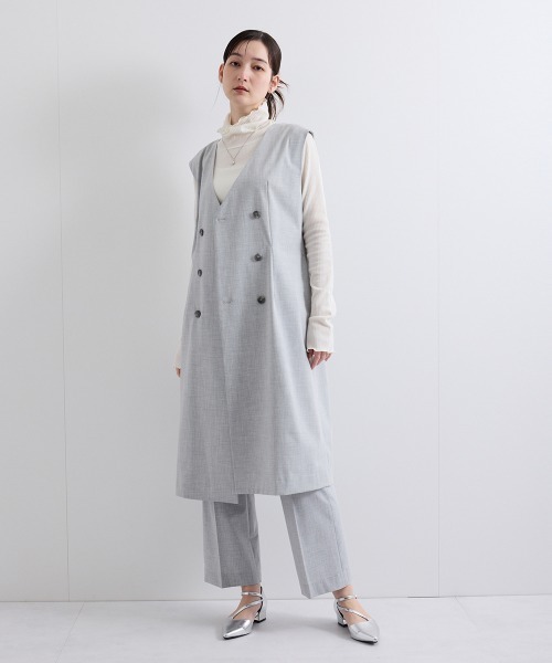 ketty(ケティ)の「梳毛合繊ジレワンピース≪手洗い可能≫(ワンピース・レディース・ブラック/ベージュ/ライトグレー・M)」の7枚目の写真