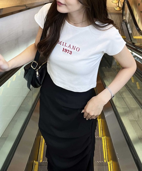 nelliy.（ネルリー）の「刺繍ロゴコンパクトピチＴシャツ（Tシャツ/カットソー・レディース・ネイビー/オフホワイト/ブラック・LARGE/MEDIUM）」の13枚目の写真